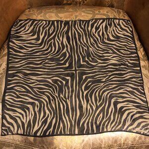 Vintage Y2K ANN TAYLOR Zebra Print Sheer Scarf Black Gold 17" Square